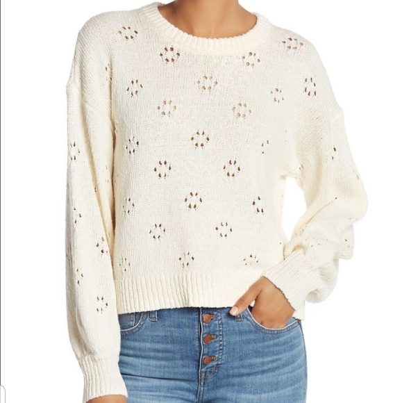 Madewell Sweaters - NWT Madewell Eyelet Cream Knit Pullover Sweater